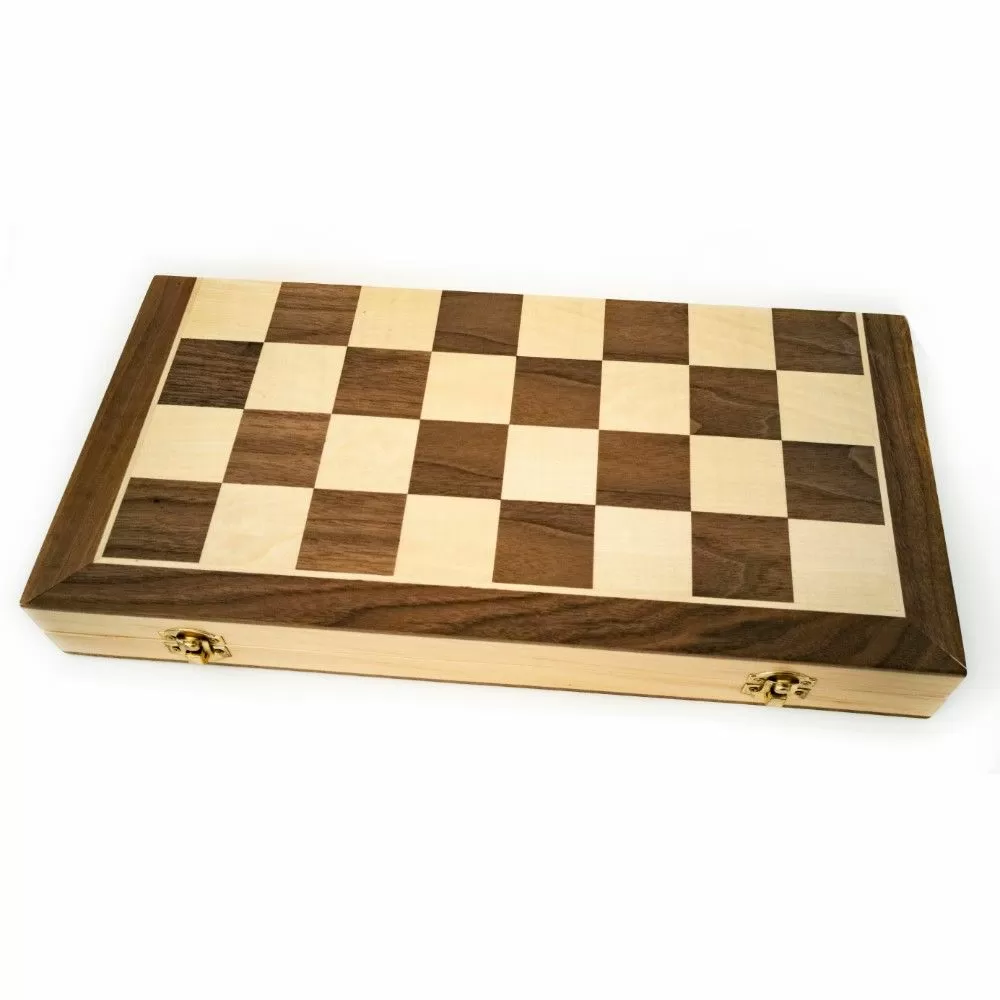 Chess : Wooden Folding Chess/Checkers/Backgammon Set 40cm
